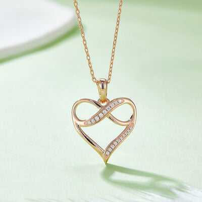 Moissanite Infinity 925 Sterling Silver Heart Necklace