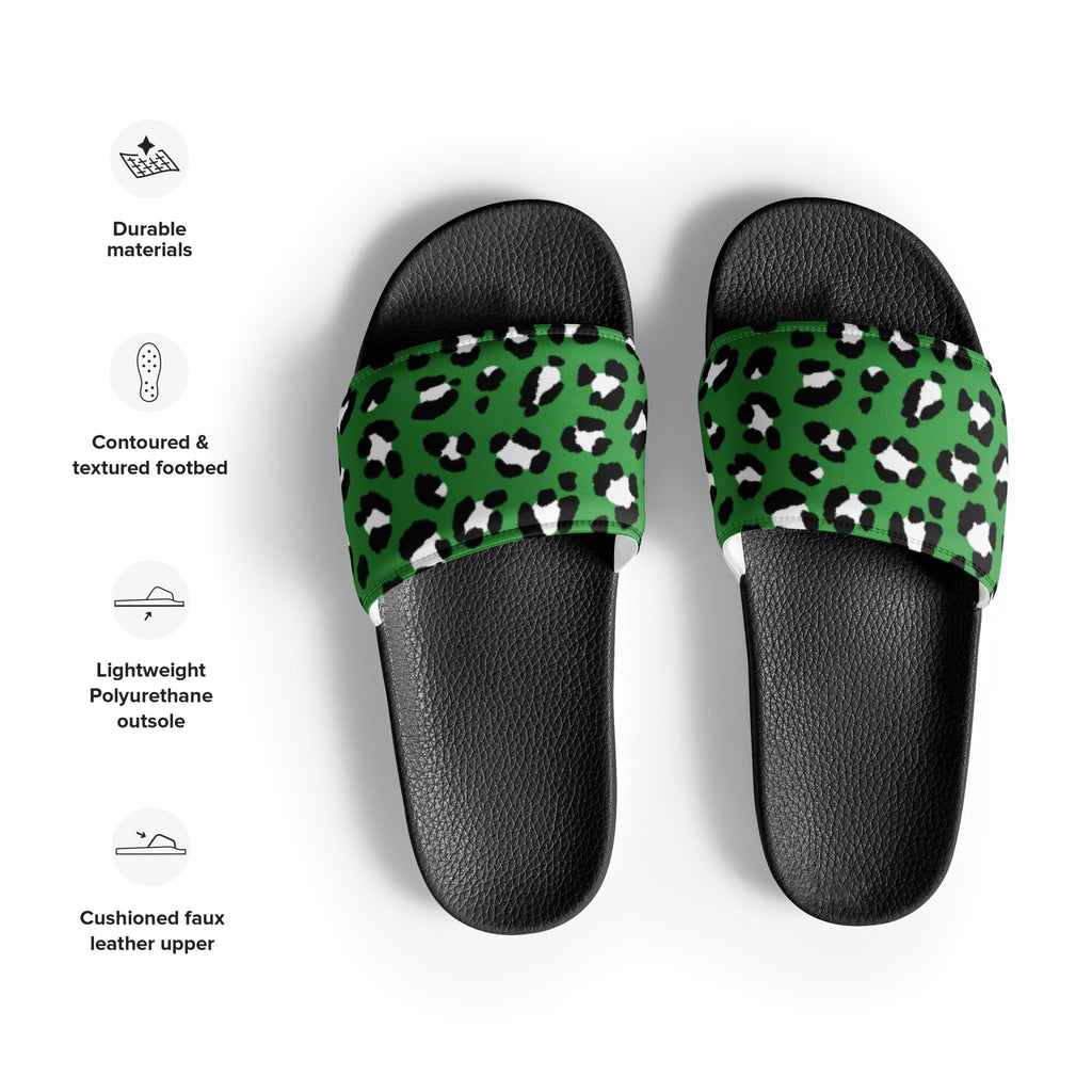 Green Cheetah Print Men’s Slides