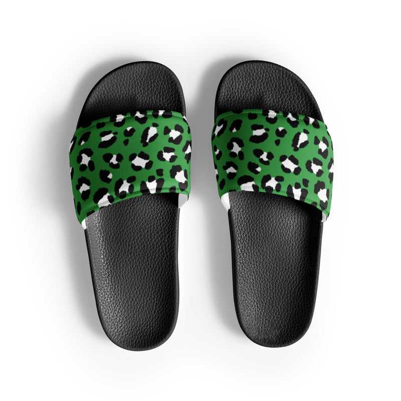 Green Cheetah Print Men’s Slides
