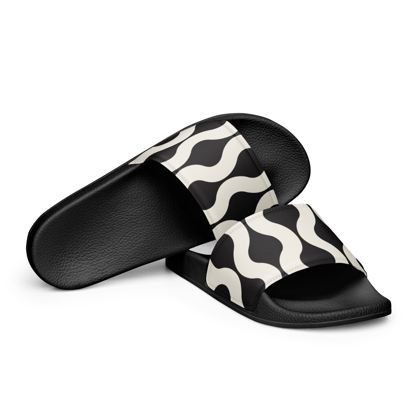 Black & White Geo Print Men's Slides