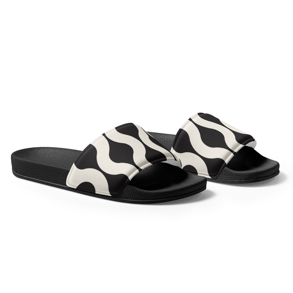 Black & White Geo Print Men's Slides
