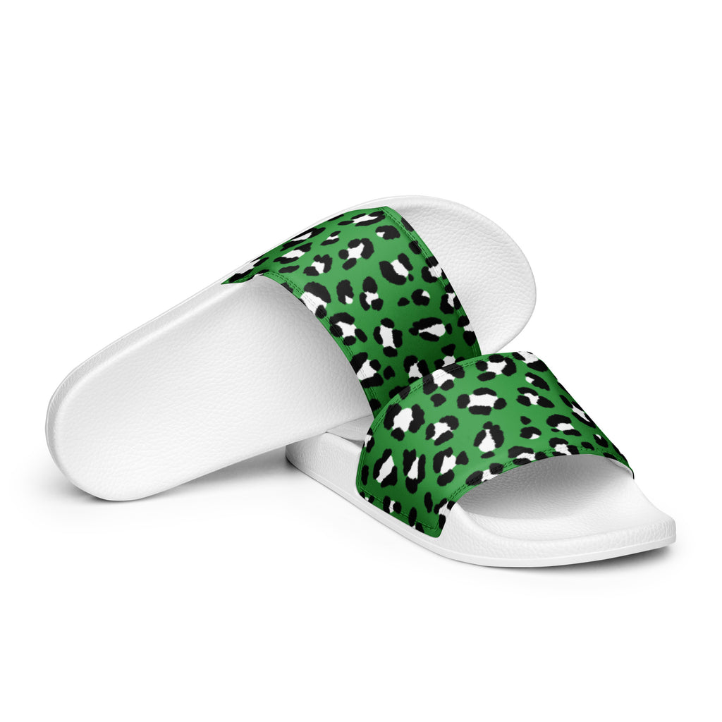 Green Cheetah Print Men’s Slides