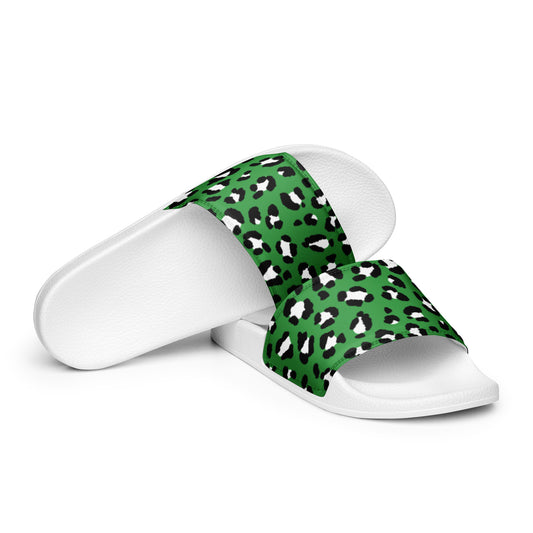 Green Cheetah Print Men’s Slides