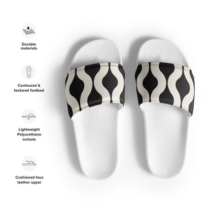 Black & White Geo Print Men's Slides