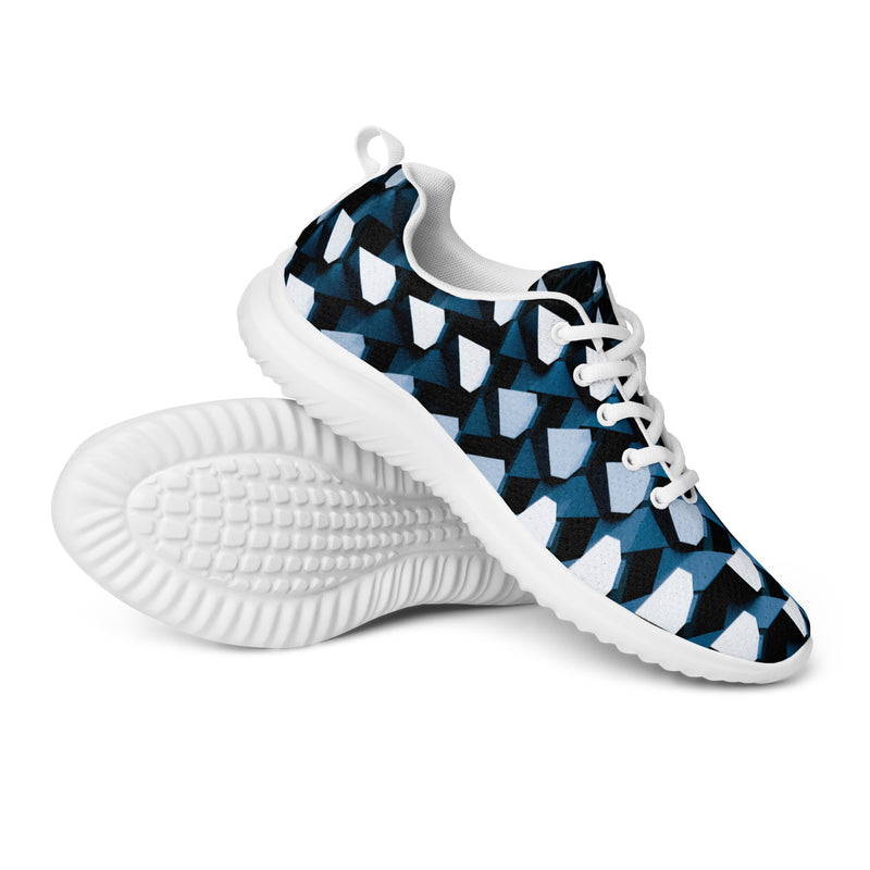 Blue and White Print Women's Athletic Sneakers