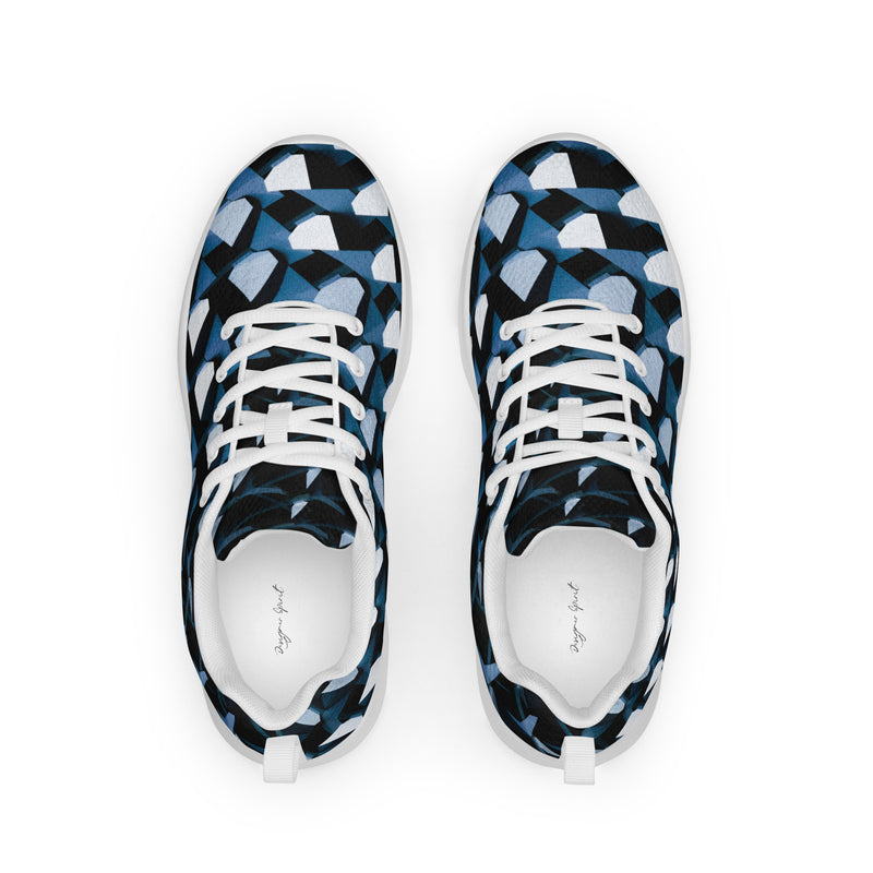 Blue and White Print Women's Athletic Sneakers