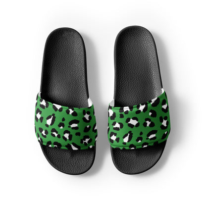 Green Cheetah Print Women's Slides