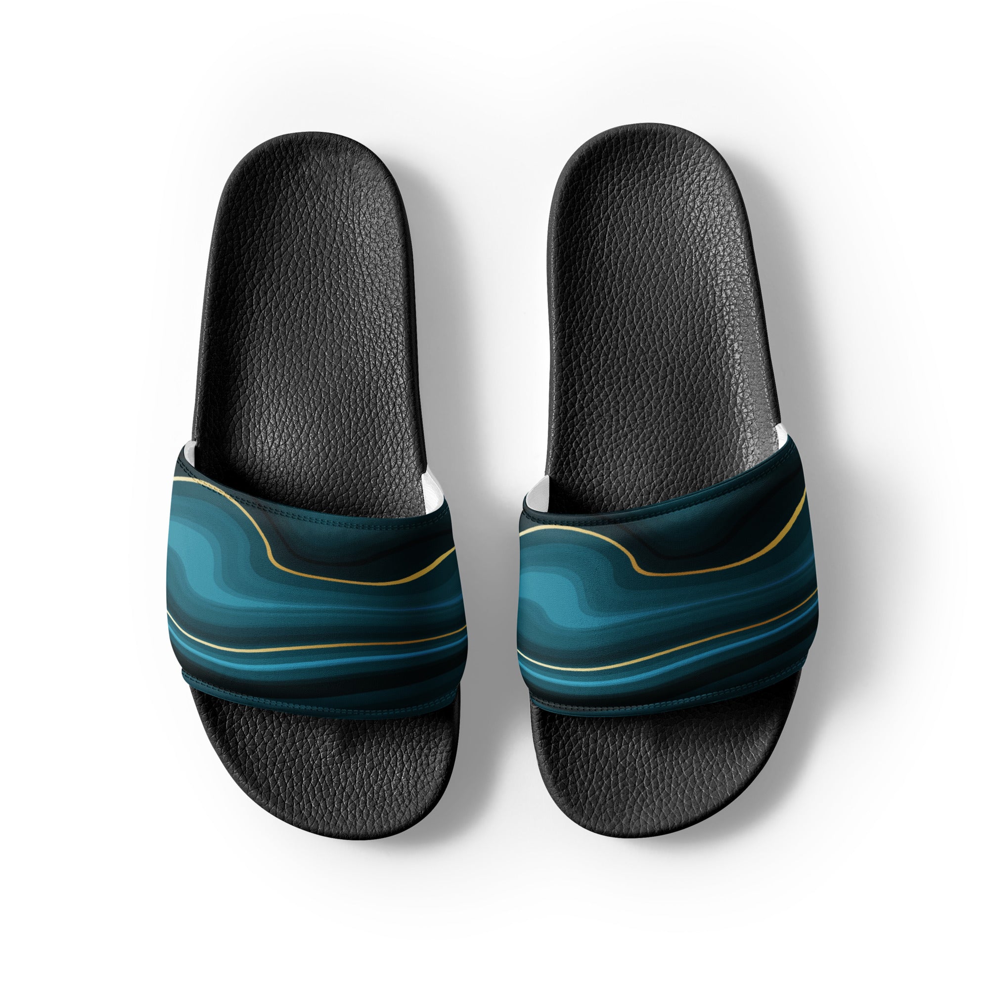 Blue Multi Color Print Women's Slides