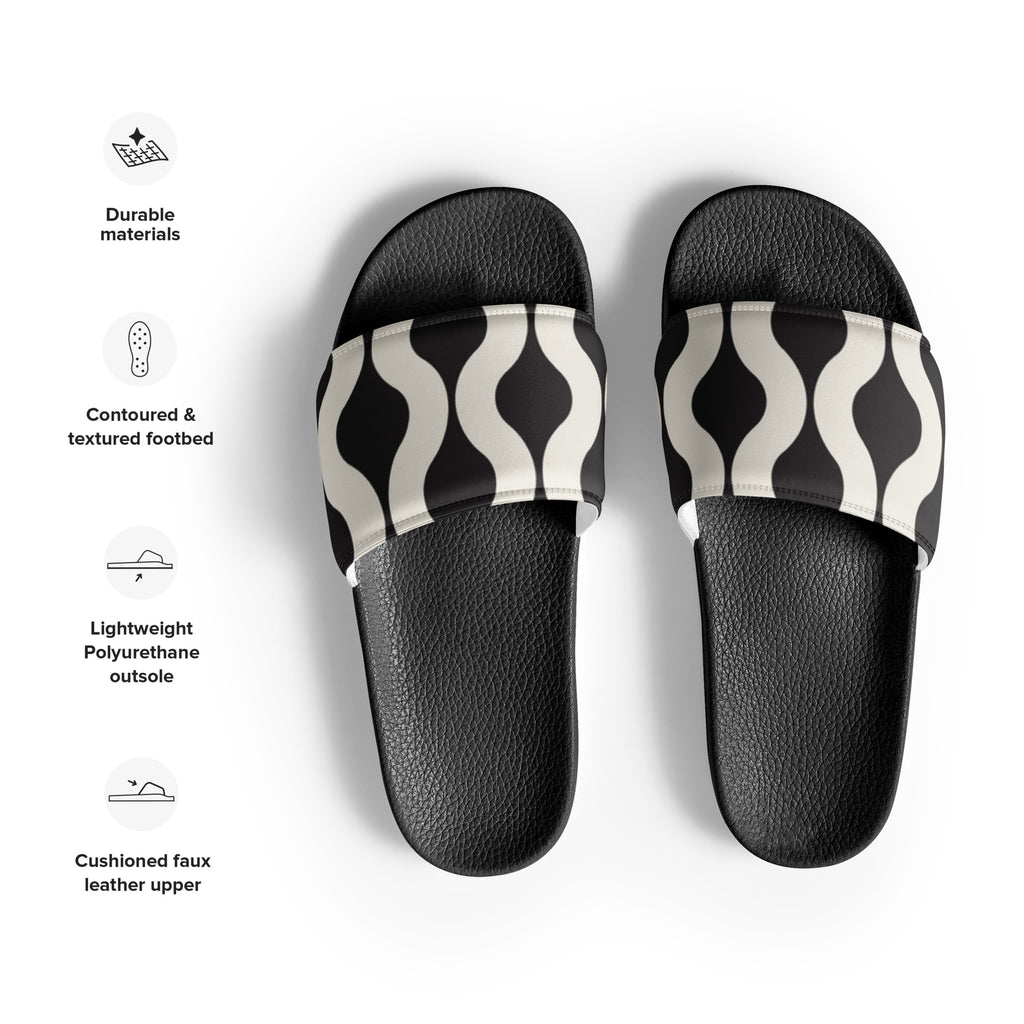 Black & White Geo Print Women's Slides