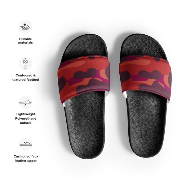 Red Camouflage Print Women's Slides