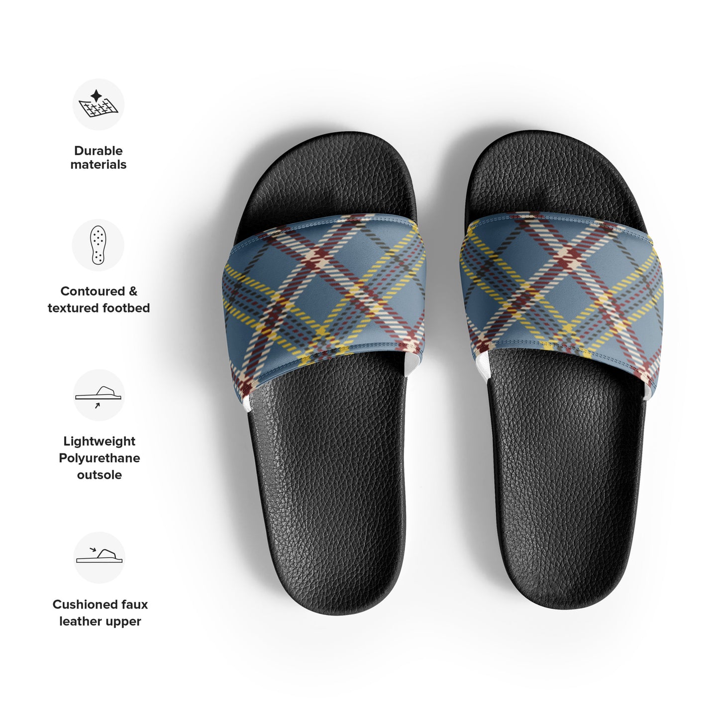 Blue Plaid Print Women's Slides