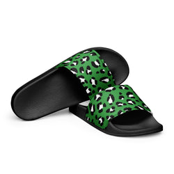 Green Cheetah Print Women's Slides