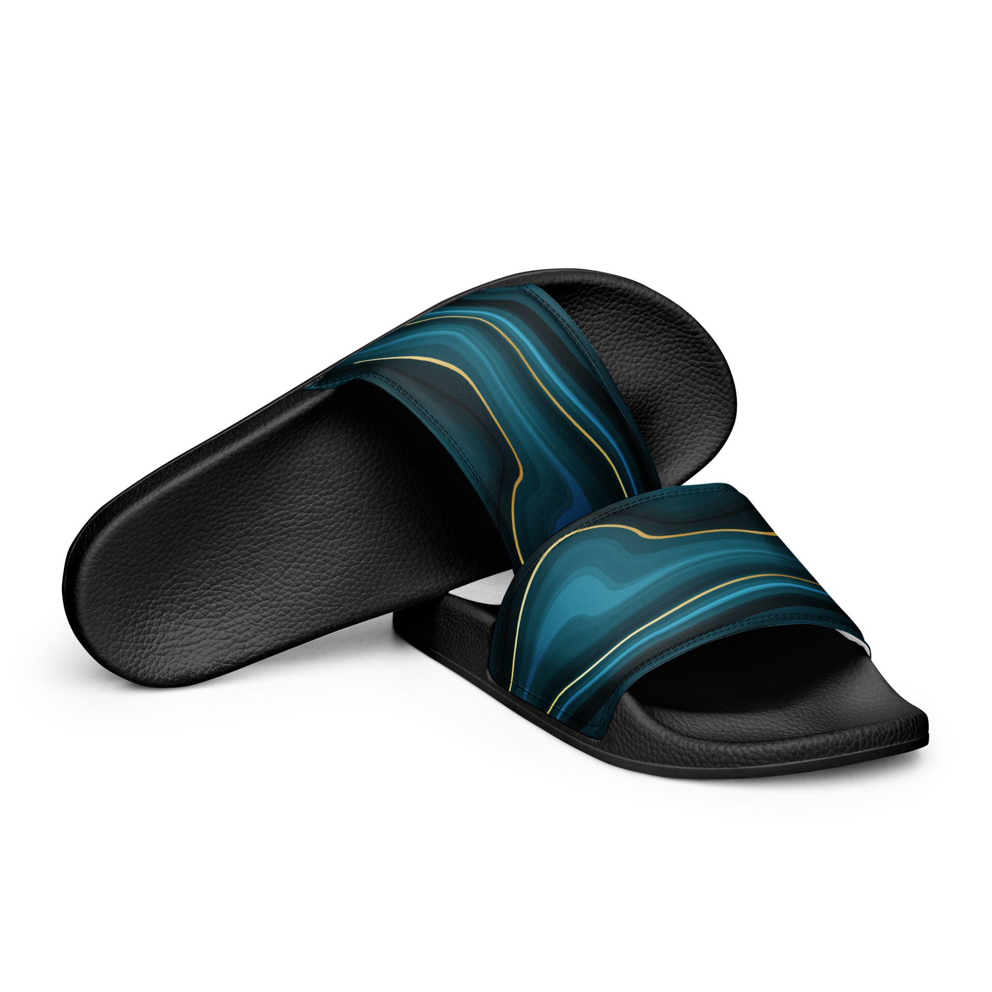 Blue Multi Color Print Women's Slides