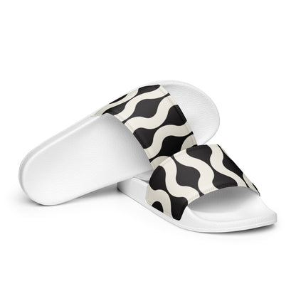 Black & White Geo Print Women's Slides