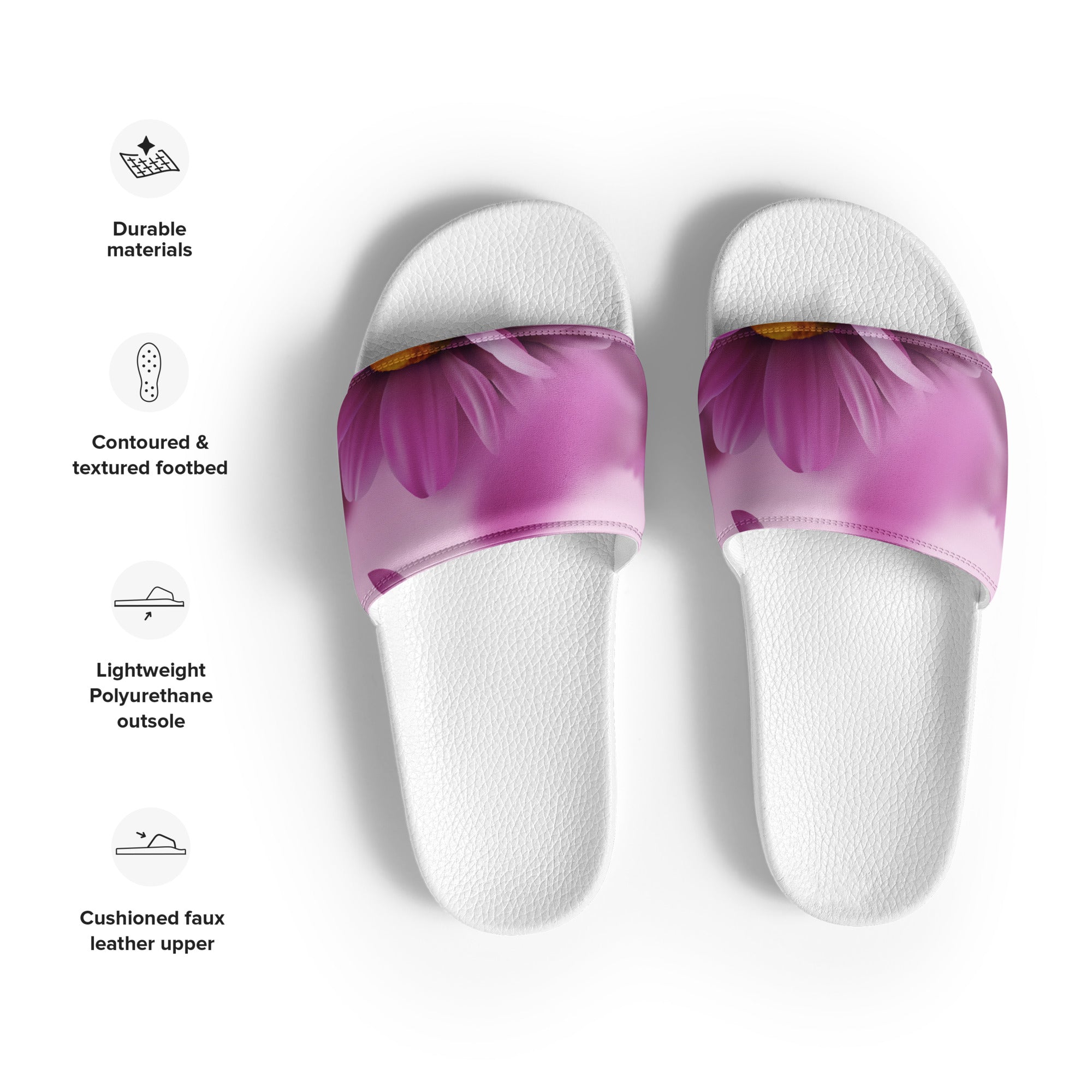 Pink Chrysanthemum Print Women's Slides