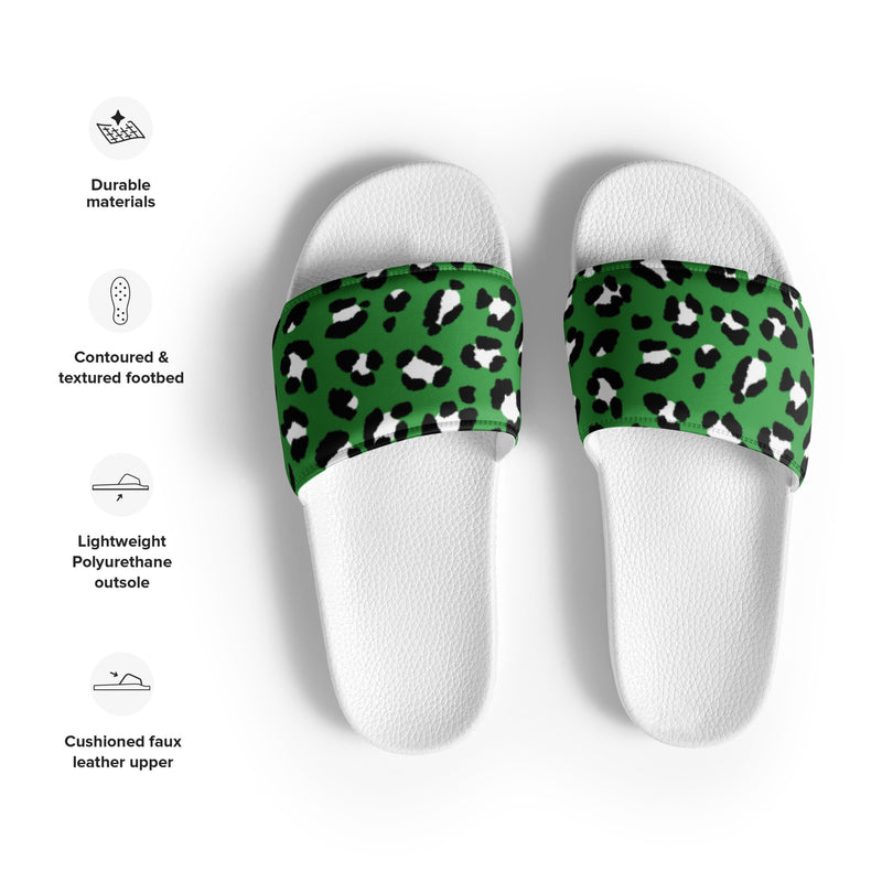Green Cheetah Print Women's Slides