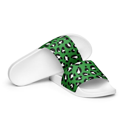 Green Cheetah Print Women's Slides