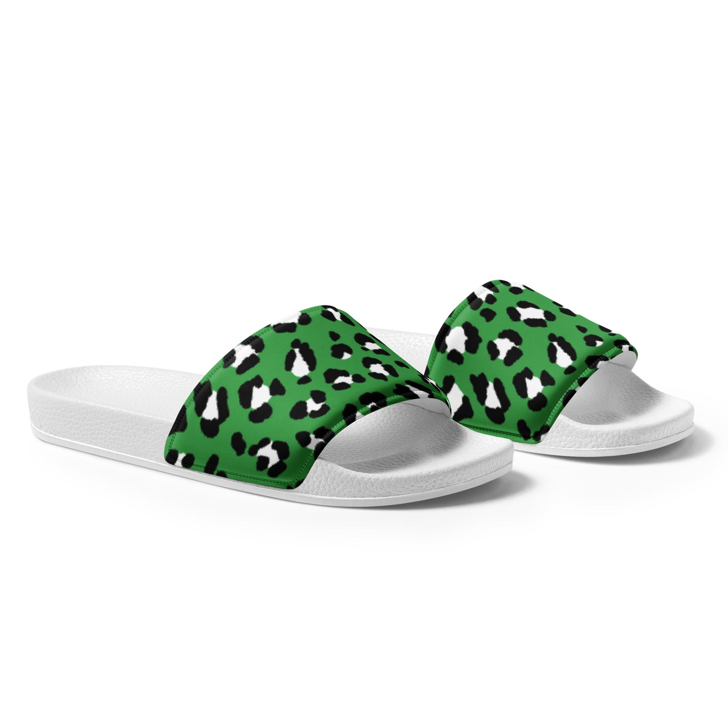 Green Cheetah Print Women's Slides